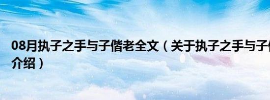 08月执子之手与子偕老全文（关于执子之手与子偕老全文的介绍）