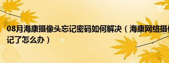 08月海康摄像头忘记密码如何解决（海康网络摄像头密码忘记了怎么办）