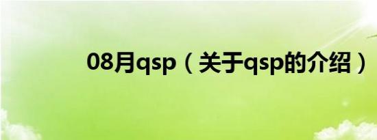 08月qsp（关于qsp的介绍）