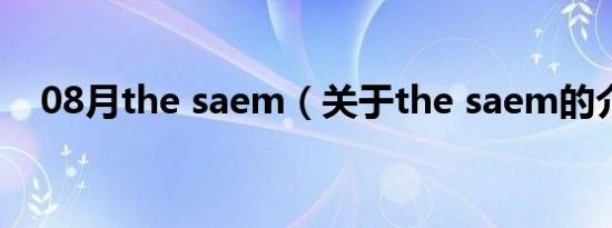 08月the saem（关于the saem的介绍）