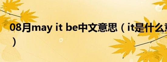 08月may it be中文意思（it是什么意思中文）