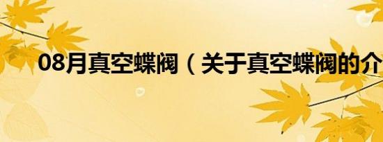 08月真空蝶阀（关于真空蝶阀的介绍）