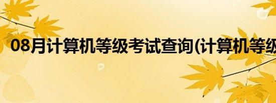 08月计算机等级考试查询(计算机等级分类)