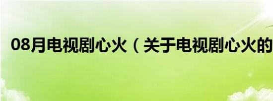 08月电视剧心火（关于电视剧心火的介绍）