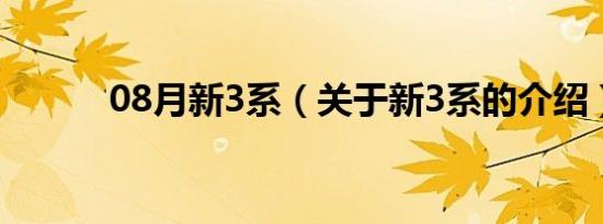 08月新3系（关于新3系的介绍）