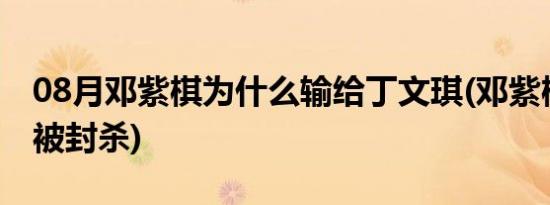 08月邓紫棋为什么输给丁文琪(邓紫棋为什么被封杀)