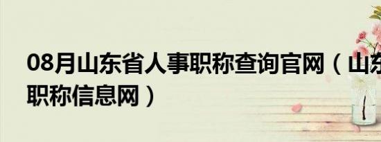 08月山东省人事职称查询官网（山东省人事职称信息网）