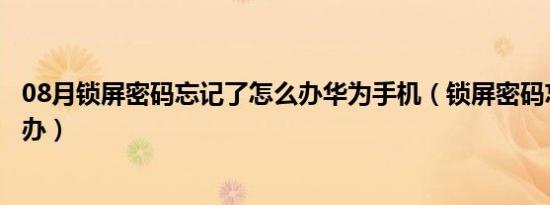 08月锁屏密码忘记了怎么办华为手机（锁屏密码忘记了怎么办）