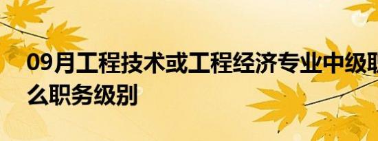 09月工程技术或工程经济专业中级职务是什么职务级别