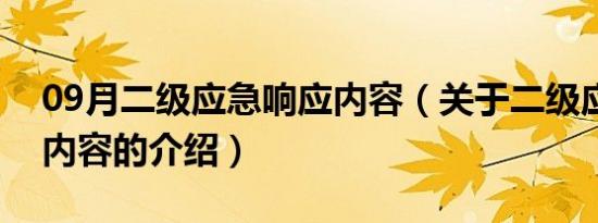 09月二级应急响应内容（关于二级应急响应内容的介绍）