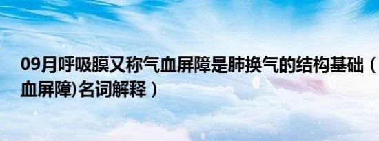 09月呼吸膜又称气血屏障是肺换气的结构基础（呼吸膜(气血屏障)名词解释）