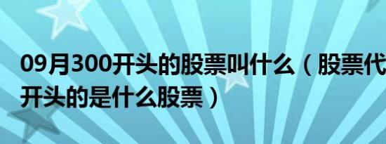 09月300开头的股票叫什么（股票代码以300开头的是什么股票）