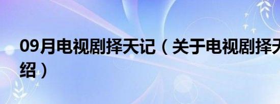 09月电视剧择天记（关于电视剧择天记的介绍）