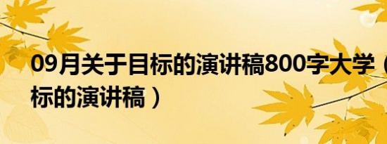 09月关于目标的演讲稿800字大学（关于目标的演讲稿）