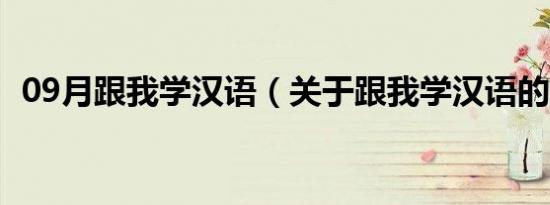 09月跟我学汉语（关于跟我学汉语的介绍）