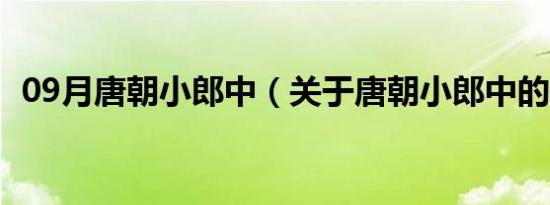 09月唐朝小郎中（关于唐朝小郎中的介绍）