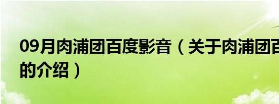 09月肉浦团百度影音（关于肉浦团百度影音的介绍）