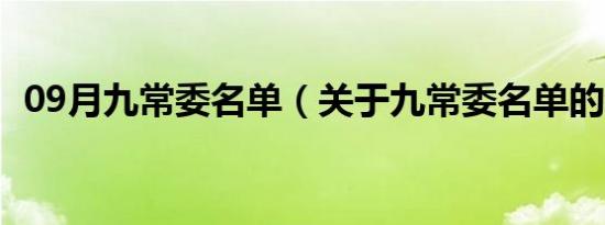 09月九常委名单（关于九常委名单的介绍）