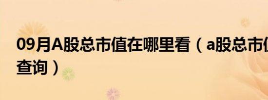 09月A股总市值在哪里看（a股总市值在哪里查询）