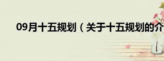 09月十五规划（关于十五规划的介绍）