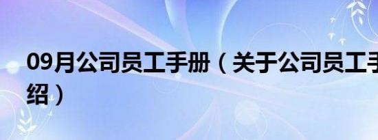 09月公司员工手册（关于公司员工手册的介绍）