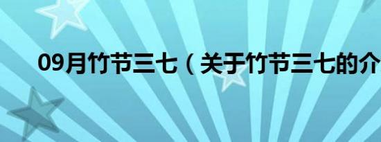 09月竹节三七（关于竹节三七的介绍）