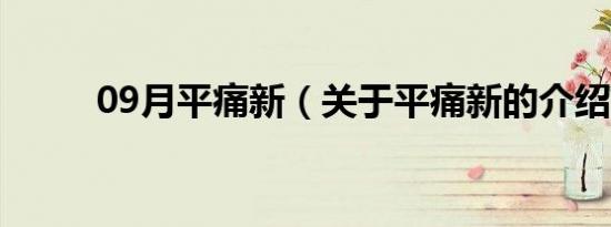 09月平痛新（关于平痛新的介绍）