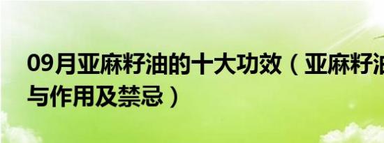 09月亚麻籽油的十大功效（亚麻籽油的功效与作用及禁忌）