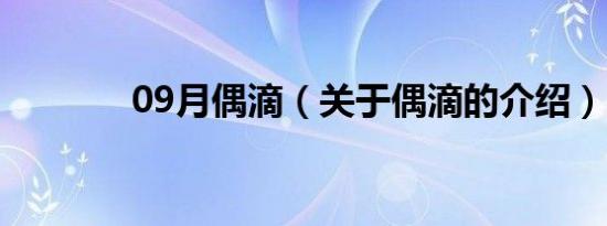 09月偶滴（关于偶滴的介绍）