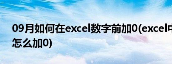 09月如何在excel数字前加0(excel中数字前怎么加0)