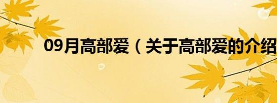 09月高部爱（关于高部爱的介绍）