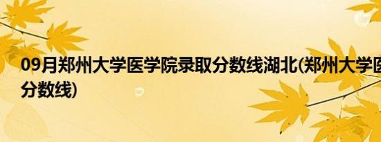 09月郑州大学医学院录取分数线湖北(郑州大学医学院录取分数线)