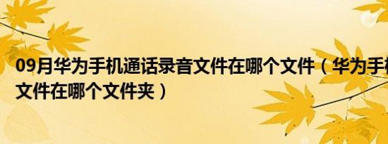 09月华为手机通话录音文件在哪个文件（华为手机通话录音文件在哪个文件夹）