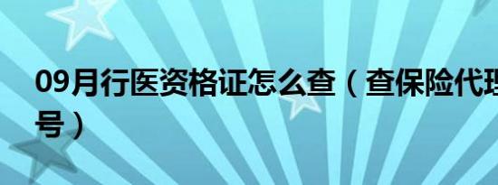 09月行医资格证怎么查（查保险代理资格证号）