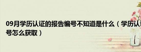 09月学历认证的报告编号不知道是什么（学历认证的报告编号怎么获取）