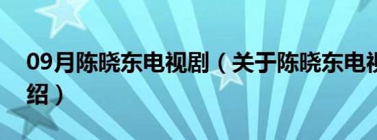 09月陈晓东电视剧（关于陈晓东电视剧的介绍）