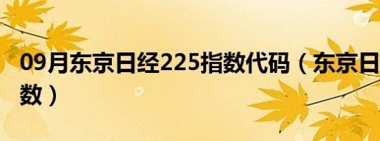 09月东京日经225指数代码（东京日经225指数）