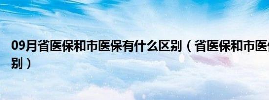 09月省医保和市医保有什么区别（省医保和市医保有什么区别）