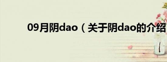 09月阴dao（关于阴dao的介绍）