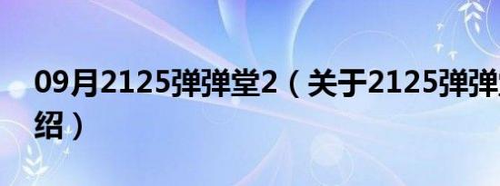 09月2125弹弹堂2（关于2125弹弹堂2的介绍）