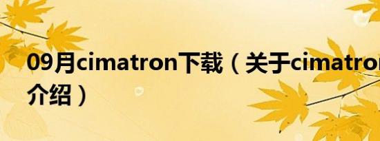 09月cimatron下载（关于cimatron下载的介绍）