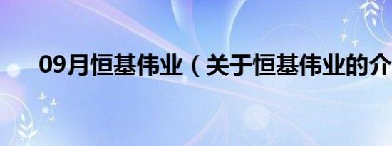 09月恒基伟业（关于恒基伟业的介绍）