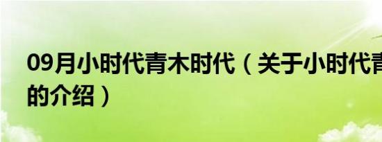 09月小时代青木时代（关于小时代青木时代的介绍）