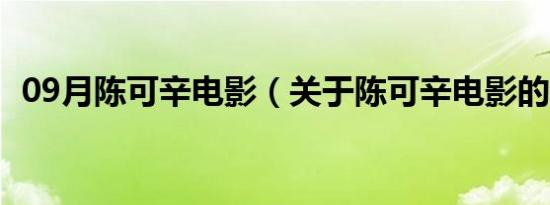 09月陈可辛电影（关于陈可辛电影的介绍）