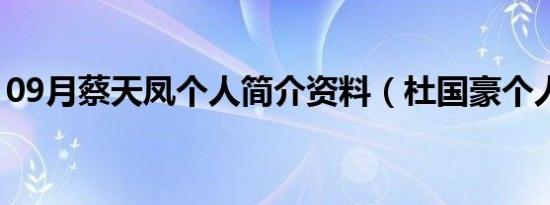 09月蔡天凤个人简介资料（杜国豪个人简介）