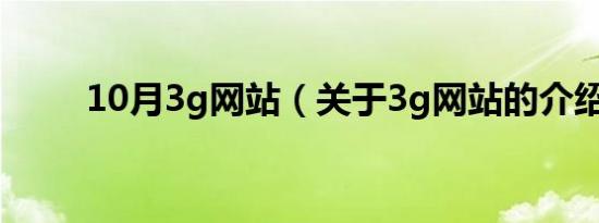 10月3g网站（关于3g网站的介绍）