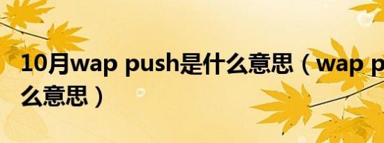 10月wap push是什么意思（wap push是什么意思）